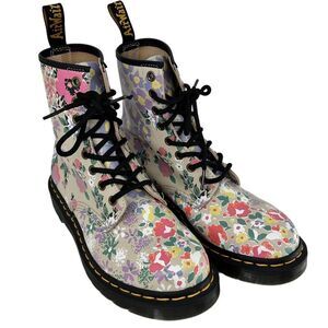 Dr. Martens 1460 Floral Mash Up Leather Lace Up Combat Boots Size 7